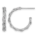 14k White Rhodium-plated Polished Woven 3mm Post Hoop Earrings