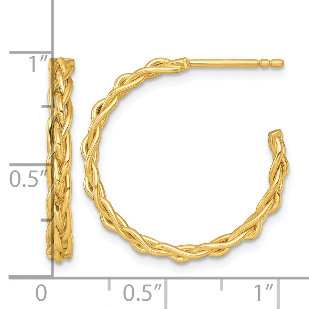 14k Polished Woven 3mm Post Hoop Earrings