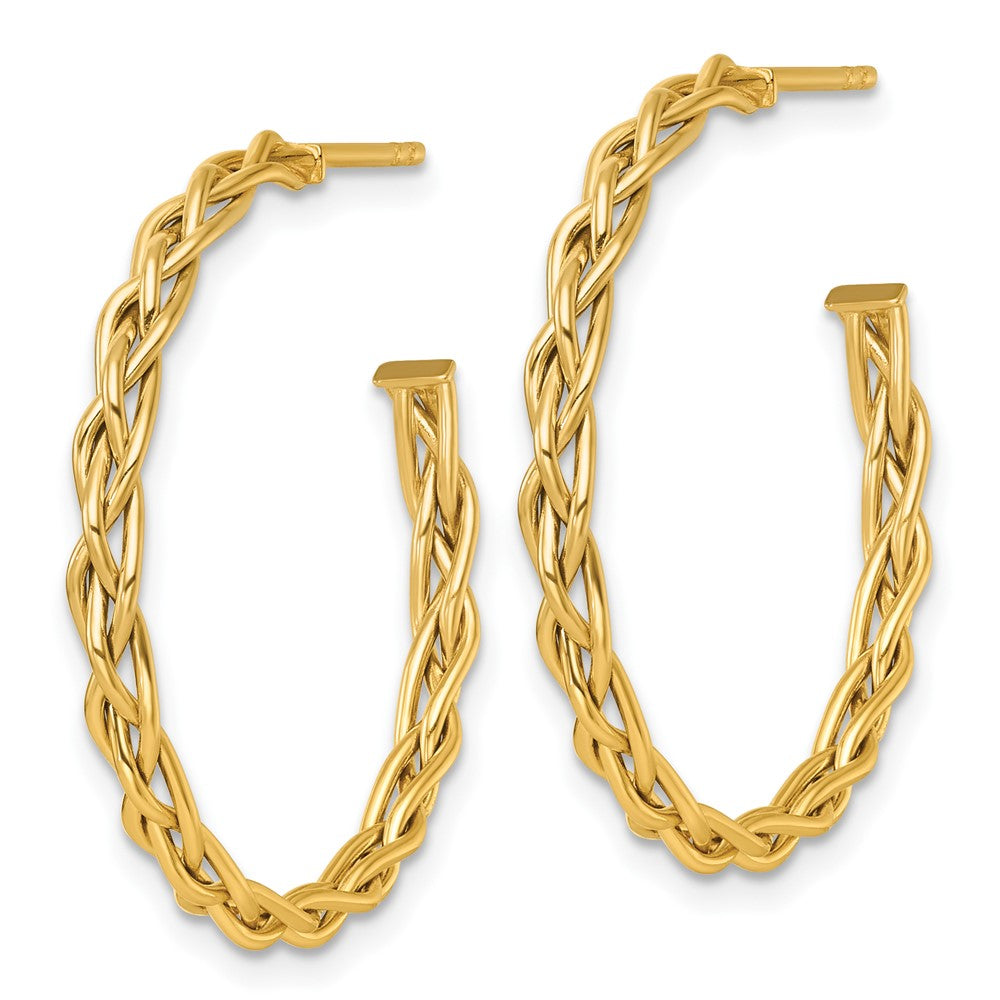 14k Polished Woven 3mm Post Hoop Earrings