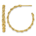 14k Polished Woven 3mm Post Hoop Earrings