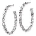 14k White Rhodium-plated Polished Woven 3mm Post Hoop Earrings
