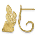 14k Brushed And Textured Leaf Post Earrings