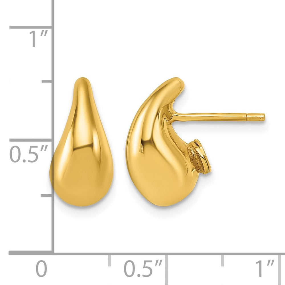 14k Polished 3D Tear Drop Earrings