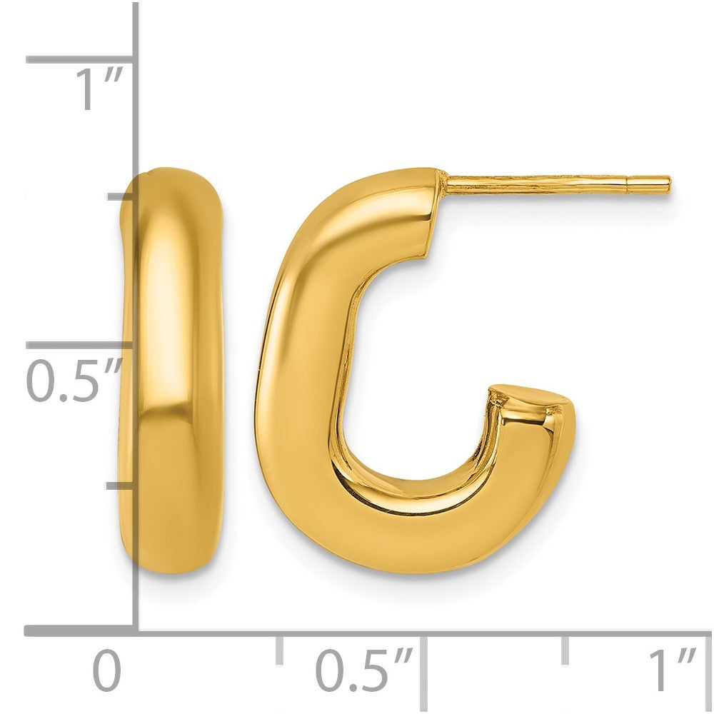 14k Polished J-Hoop Earrings
