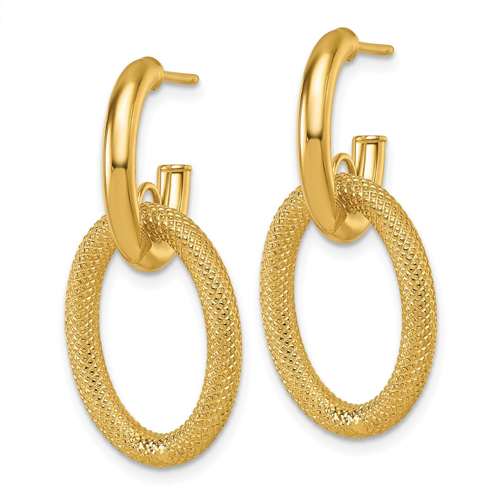 14K Polished and Textured Post Dangle Earrings
