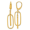 14K Polished Dangle Rectangles Leverback Earrings