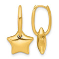 14k Polished Dangle Star Hinged Hoop Earrings