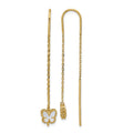 14K Polished Mother of Pearl Butterfly Cable Chain Threader Earrings
