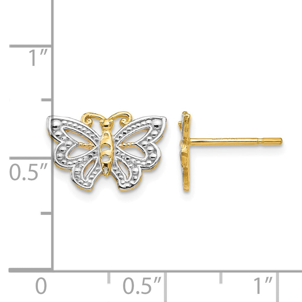 14k w/ White Rhodium Butterfly Post Earrings