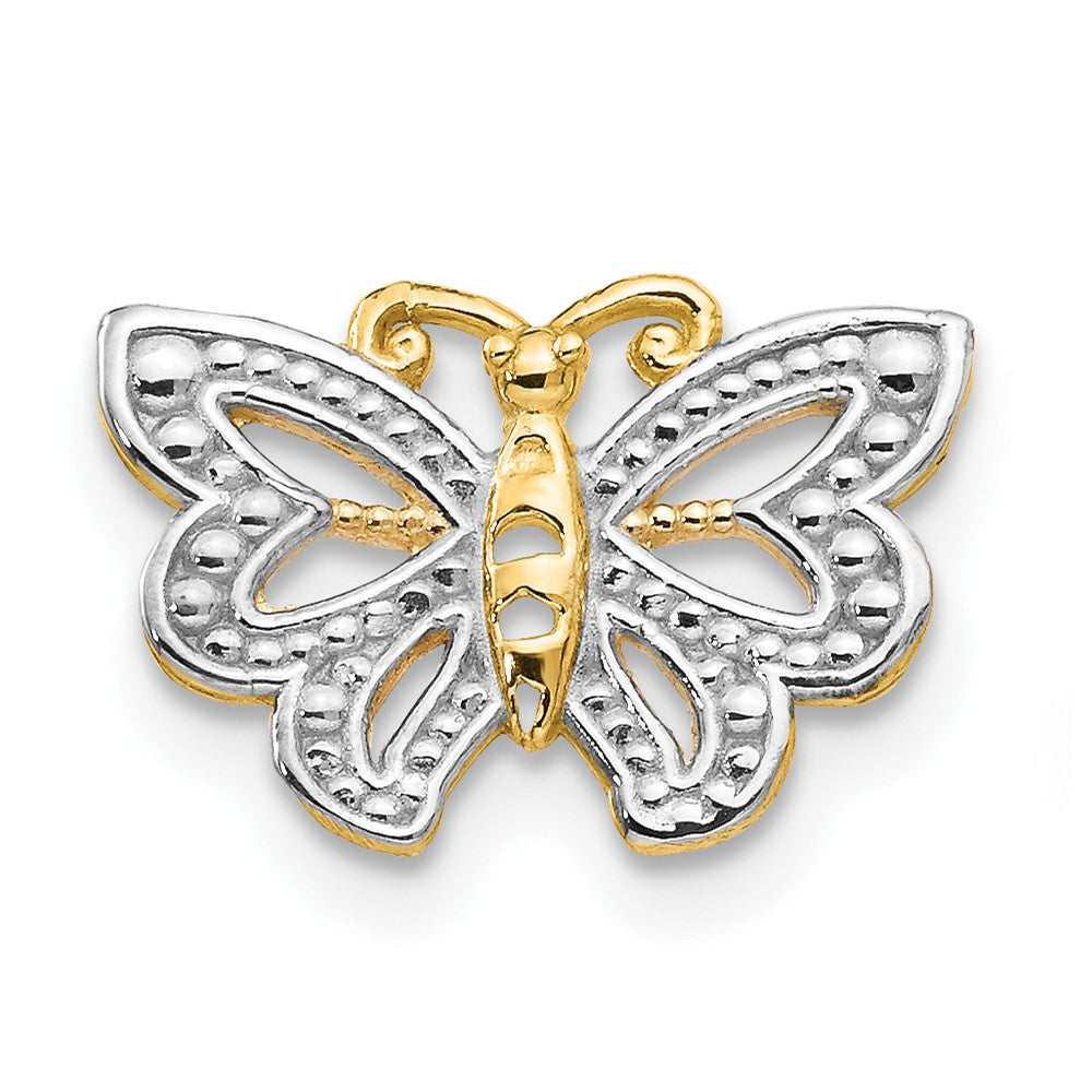 Single 14k w/ White Rhodium Butterfly Post Earring