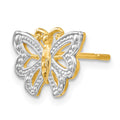 Single 14k w/ White Rhodium Butterfly Post Earring