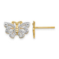 14k w/ White Rhodium Butterfly Post Earrings
