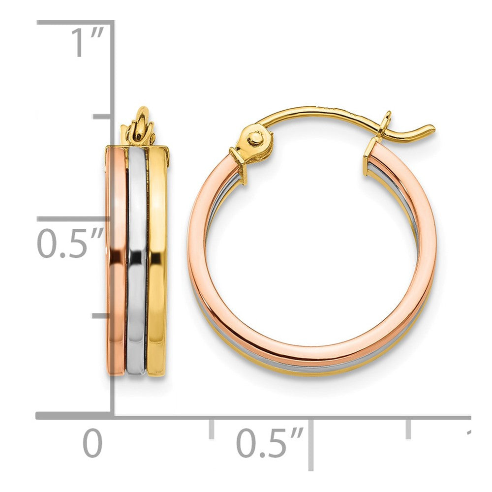 14K Tri Color Hoop Earrings