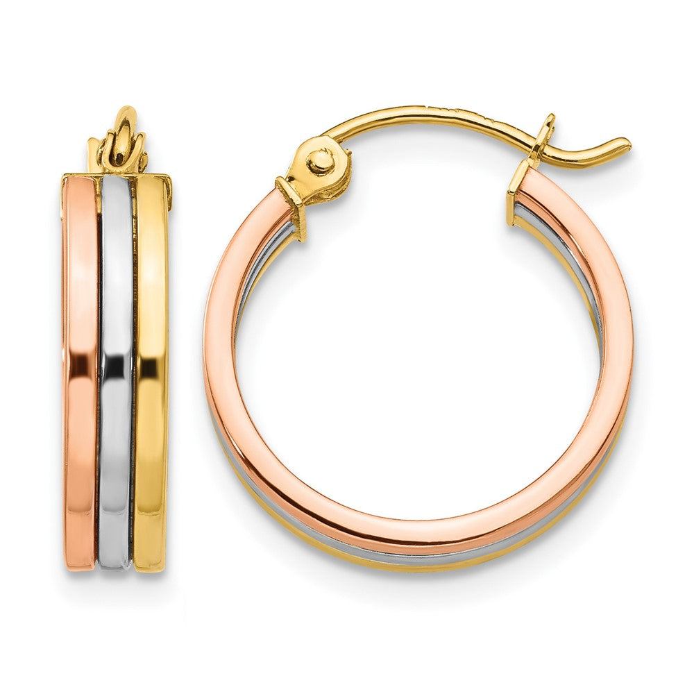 14K Tri Color Hoop Earrings