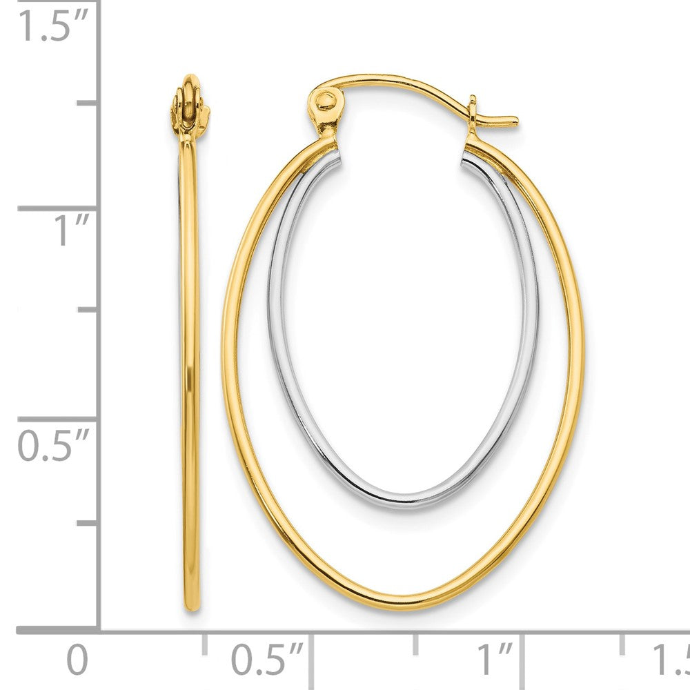14K Two Tone Lightweight Hoop Earrings