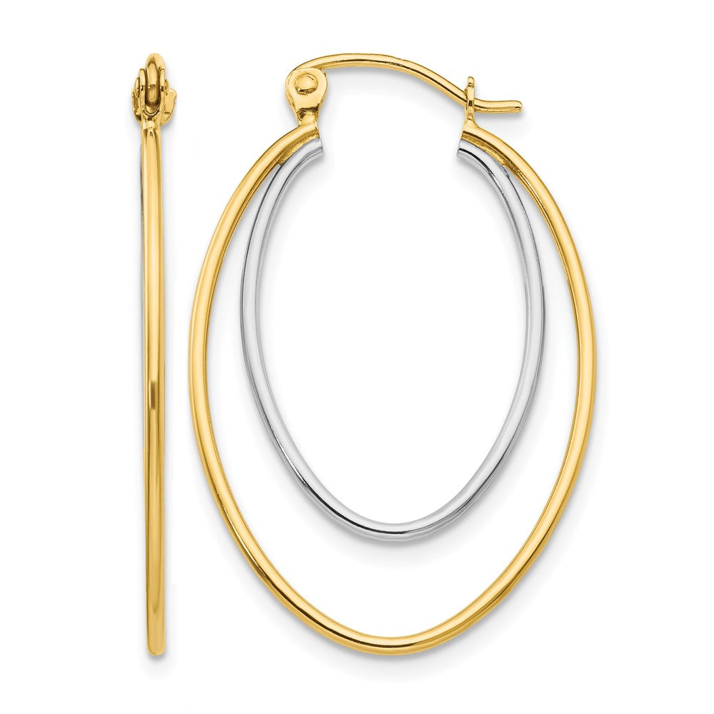 14K Two Tone Lightweight Hoop Earrings