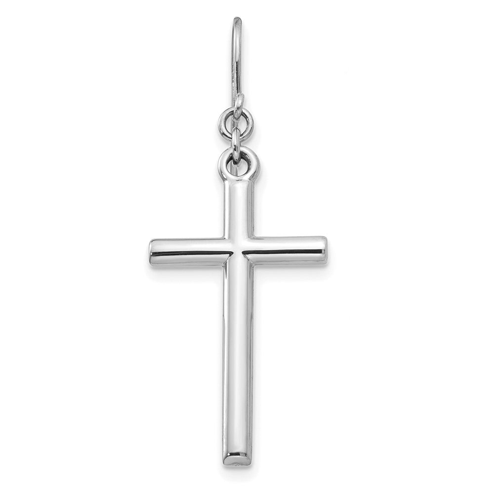 Single 14k White Gold Hollow Cross Dangle Earring