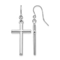 14k White Gold Hollow Cross Dangle Earrings