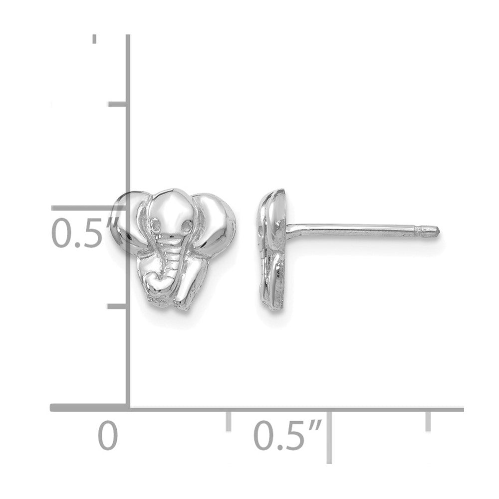 14k White Gold Elephant Earrings