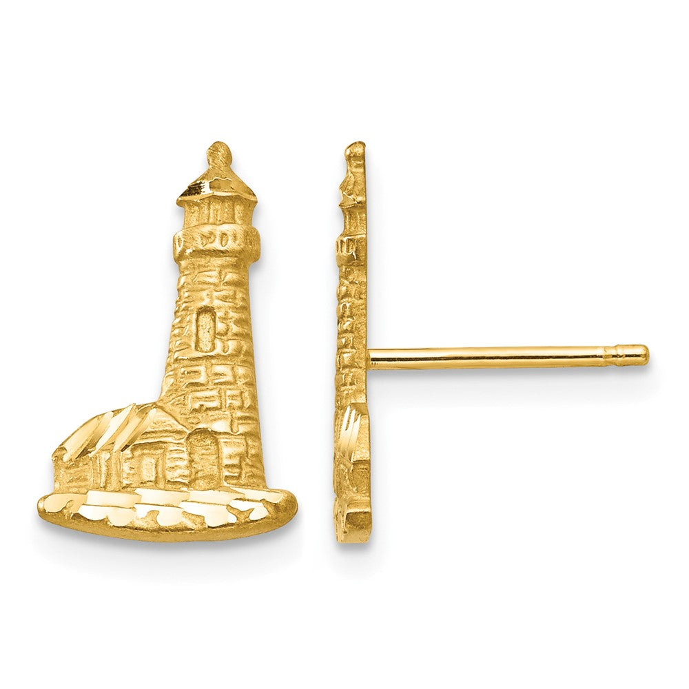 14K Diamond-cut Lighthouse Earrings