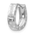 Single 14K White Gold Diamond Cut 4mm Patterned Hinged Hoop Earring