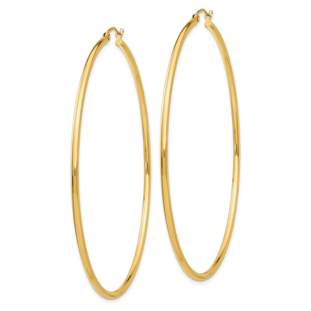 14k Polished 2x70mm Tube Hoop Earrings