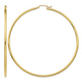 14k Polished 2x70mm Tube Hoop Earrings