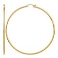 14k Polished 2x75mm Tube Hoop Earrings