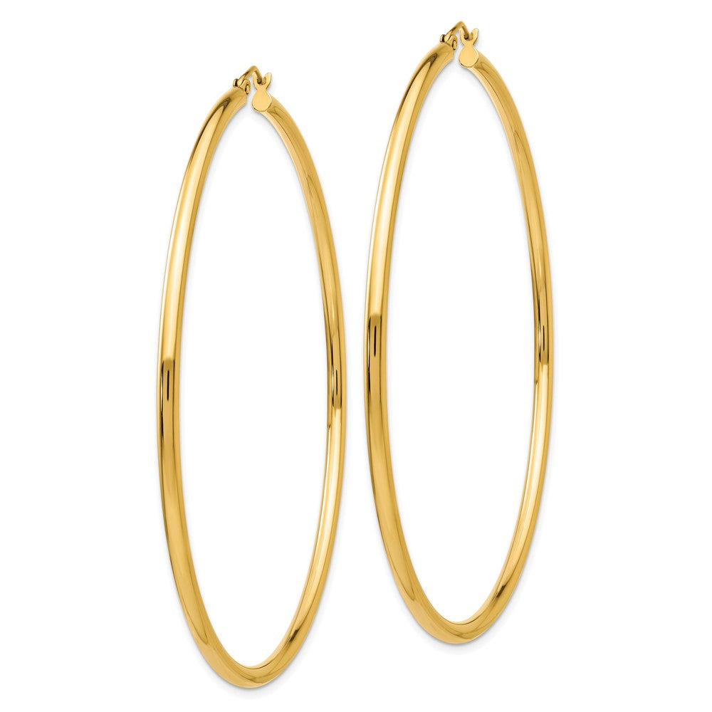 14k Polished 2.25x70mm Tube Hoop Earrings