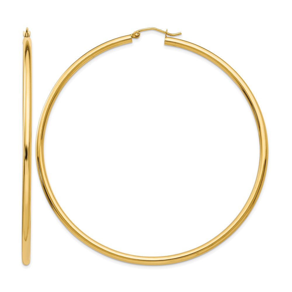 14k Polished 2.25x70mm Tube Hoop Earrings