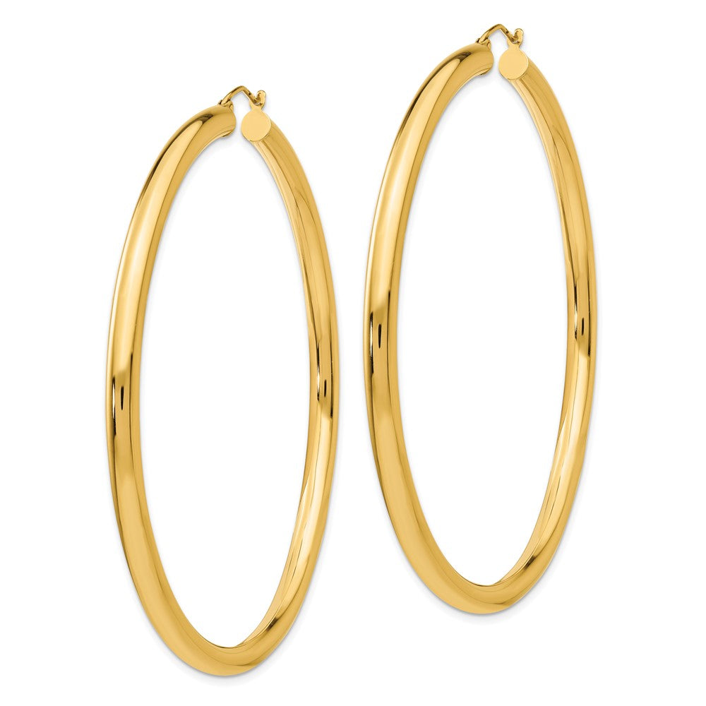 14k Polished 4x70mm Tube Hoop Earrings