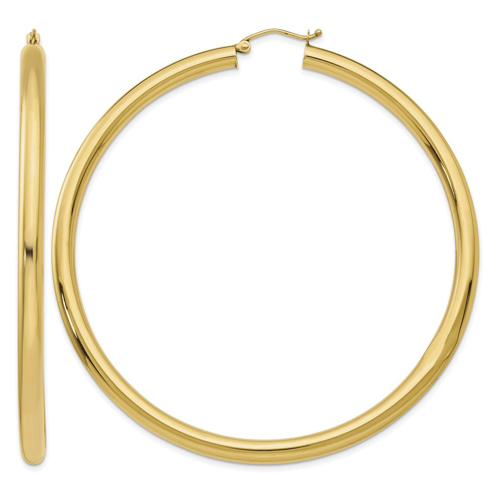 14k Polished 4x70mm Tube Hoop Earrings