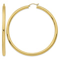 14k Polished 4x70mm Tube Hoop Earrings