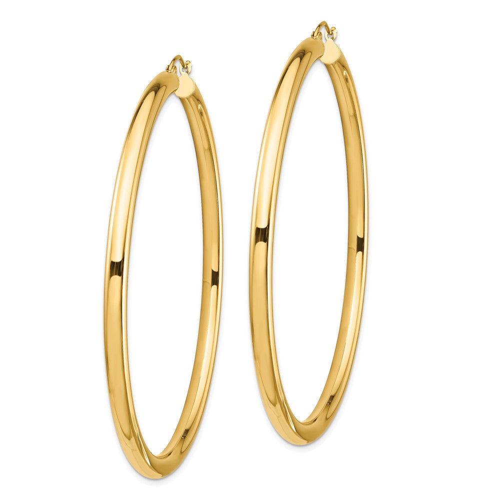 14k Polished 4x70mm Lightweight Tube Hoop Earrings
