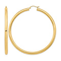 14k Polished 4x70mm Lightweight Tube Hoop Earrings
