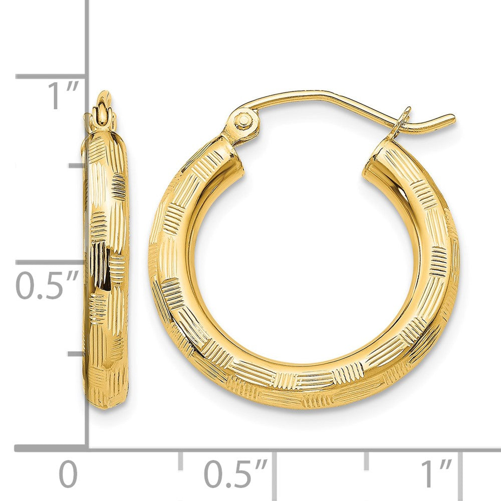 14k Diamond-cut Hoop Earrings