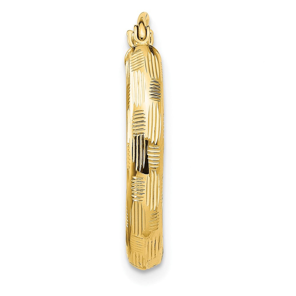 Single 14k Diamond-cut Hoop Earring