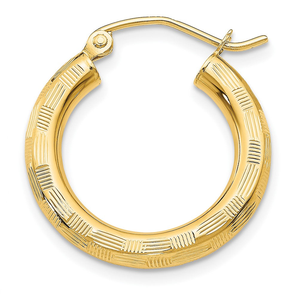 Single 14k Diamond-cut Hoop Earring
