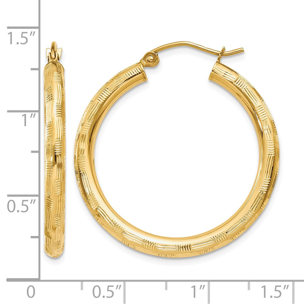 14k Diamond-cut Hoop Earrings