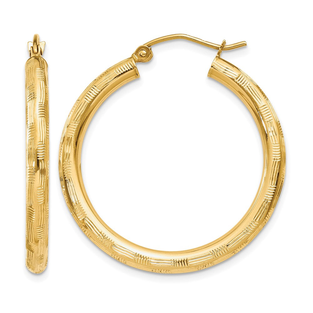 14k Diamond-cut Hoop Earrings