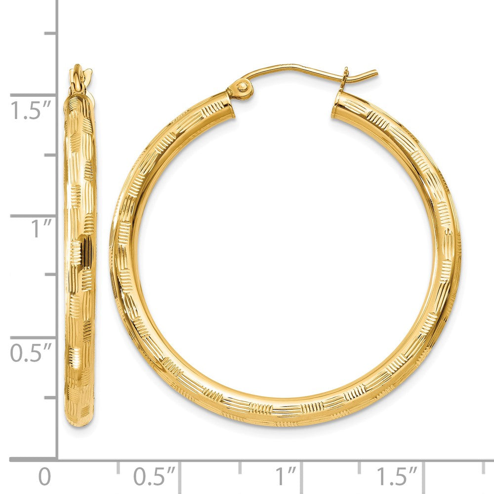 14k Diamond-cut Hoop Earrings