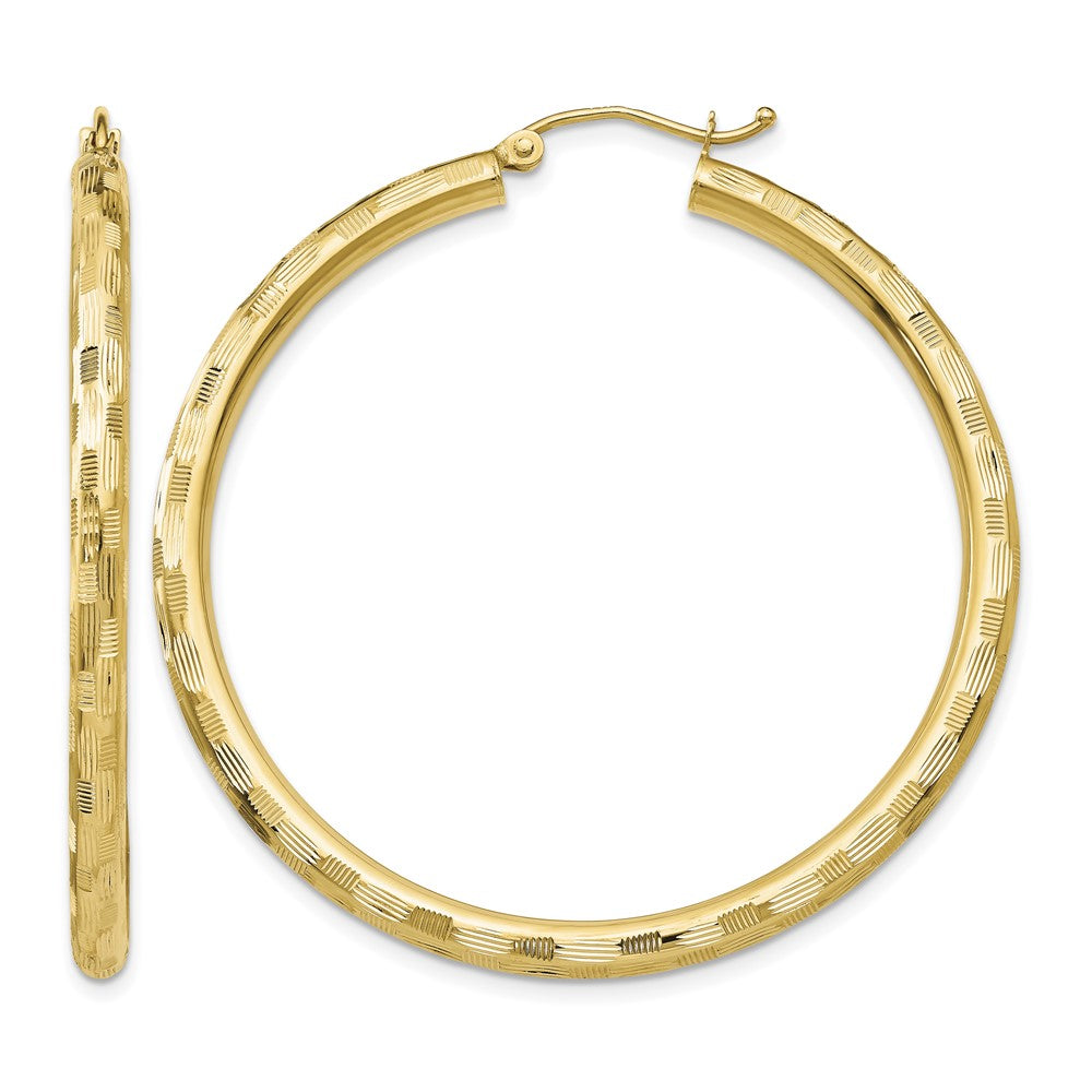14k Diamond-cut Hoop Earrings