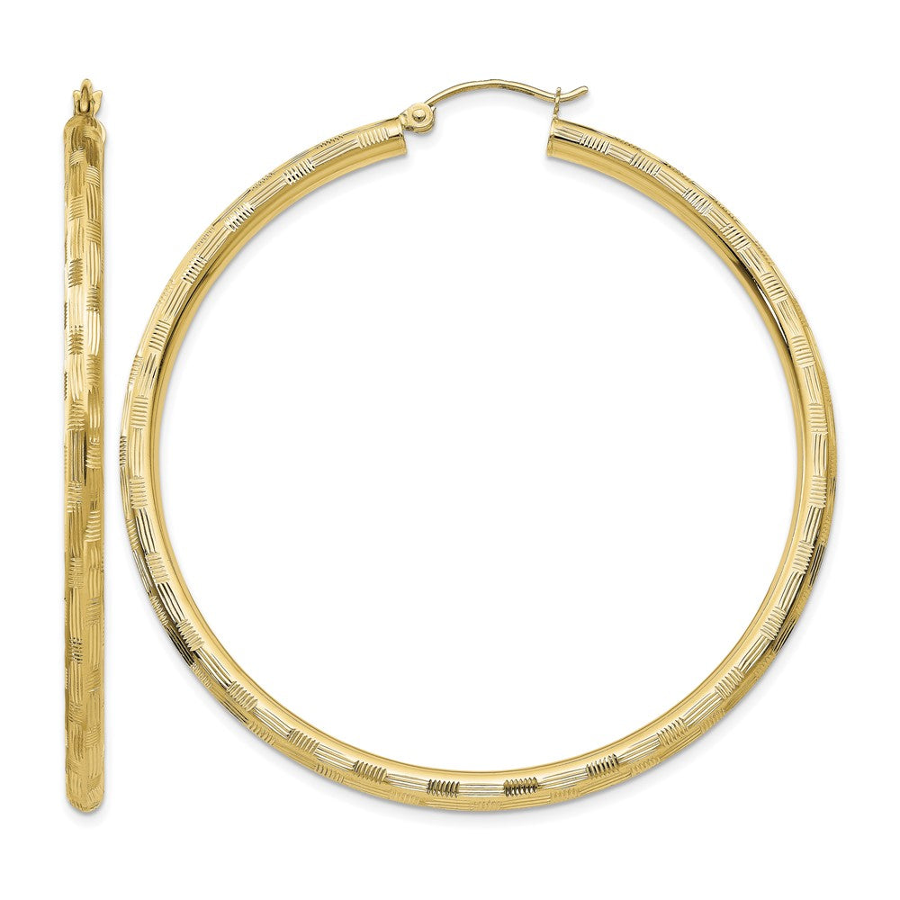 14k Diamond-cut Hoop Earrings