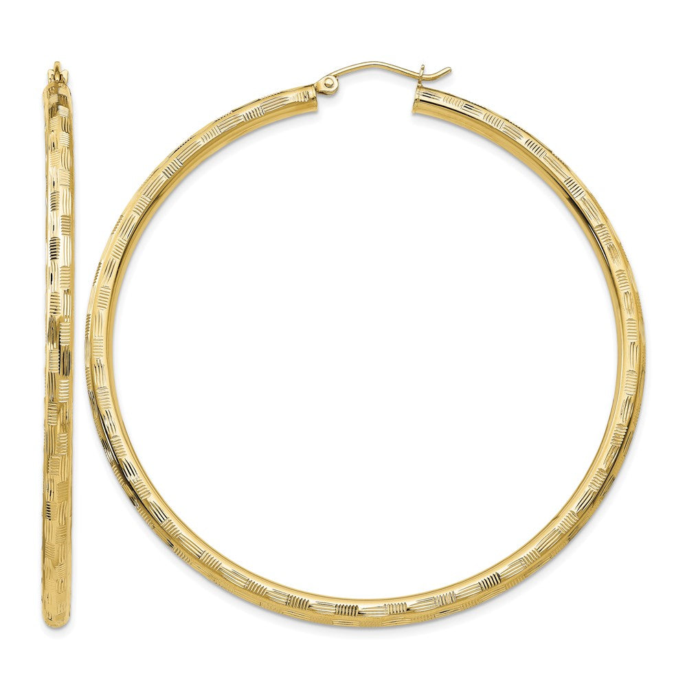 14k Diamond-cut Hoop Earrings
