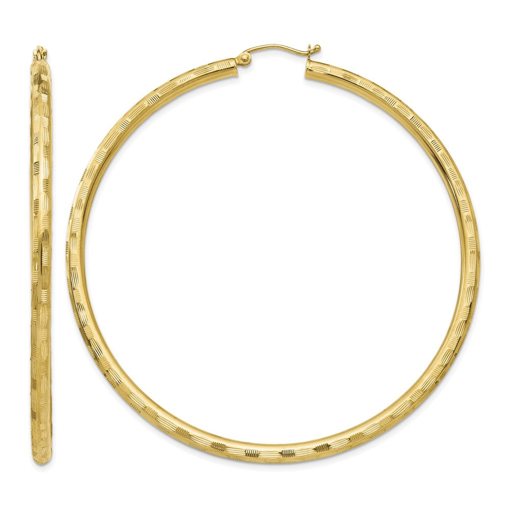 14k Diamond-cut Hoop Earrings