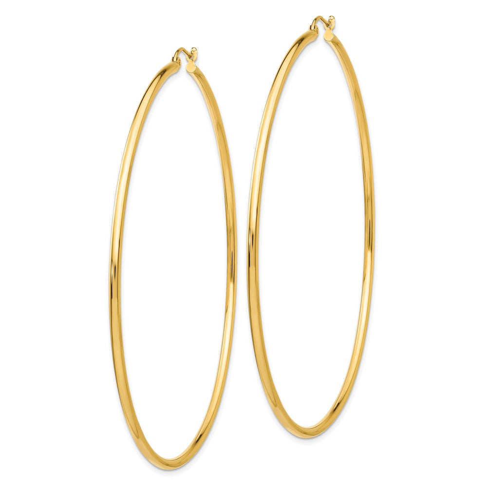 14k Polished 2x75mm Lightweight Tube Hoop Earrings