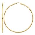 14k Polished 2x75mm Lightweight Tube Hoop Earrings