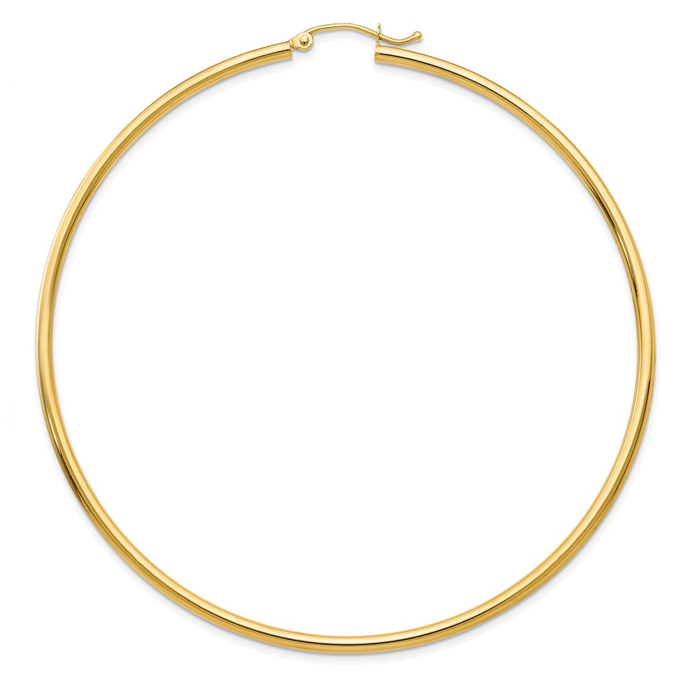 Single 14k Polished 2x70mm Lightweight Tube Hoop Earring