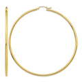 14k Polished 2x70mm Lightweight Tube Hoop Earrings