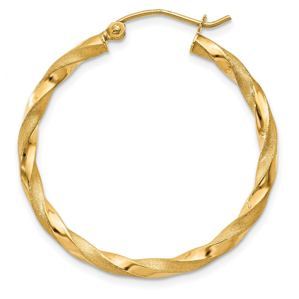 Single 14k Polished & Satin Twisted Hoop Earring